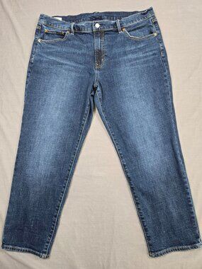 Gap Womens Girlfriend Mid Rise Jeans Size 33/16R Stretch Denim Blue
